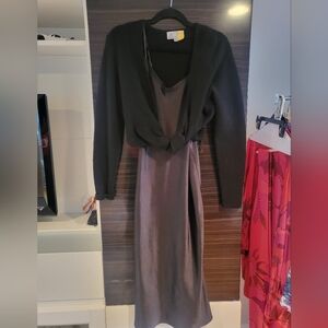 dh NEW YORK Black and Gray Midi Dress